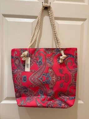 Pink Paisley Tote with Rope Handles